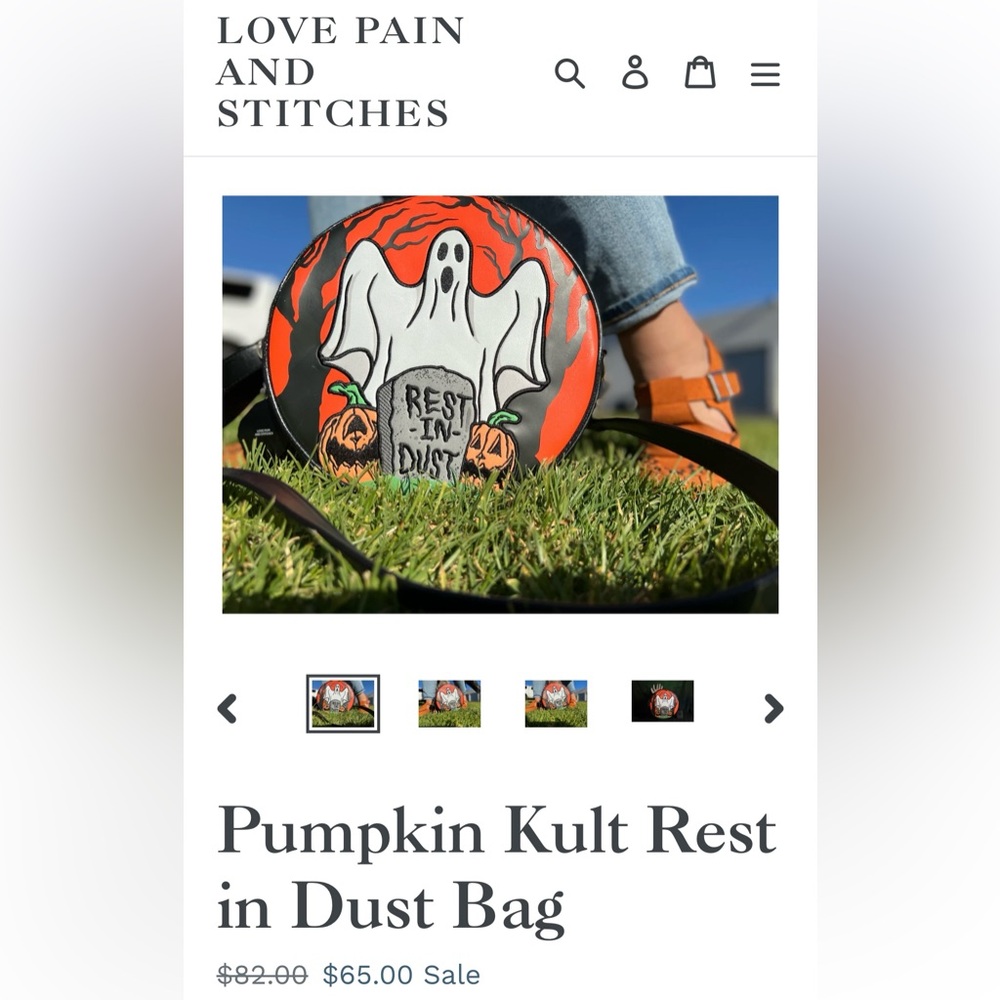 Love Pain and Stitches Rest in Dust Purse
